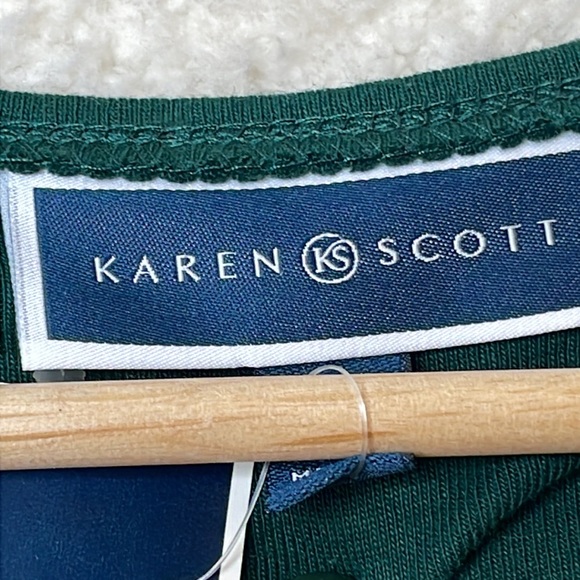 NWT Karen Scott Womens Spruce Night Holiday Kitty Candy Cane Top PETITE MEDIUM - Picture 6 of 10